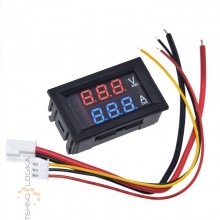 Voltmeter Ammeter, Red and Blue Digital Multimeter Display Voltage Current Tester, DC 0-100V 10A Detector Voltage Current Meter
